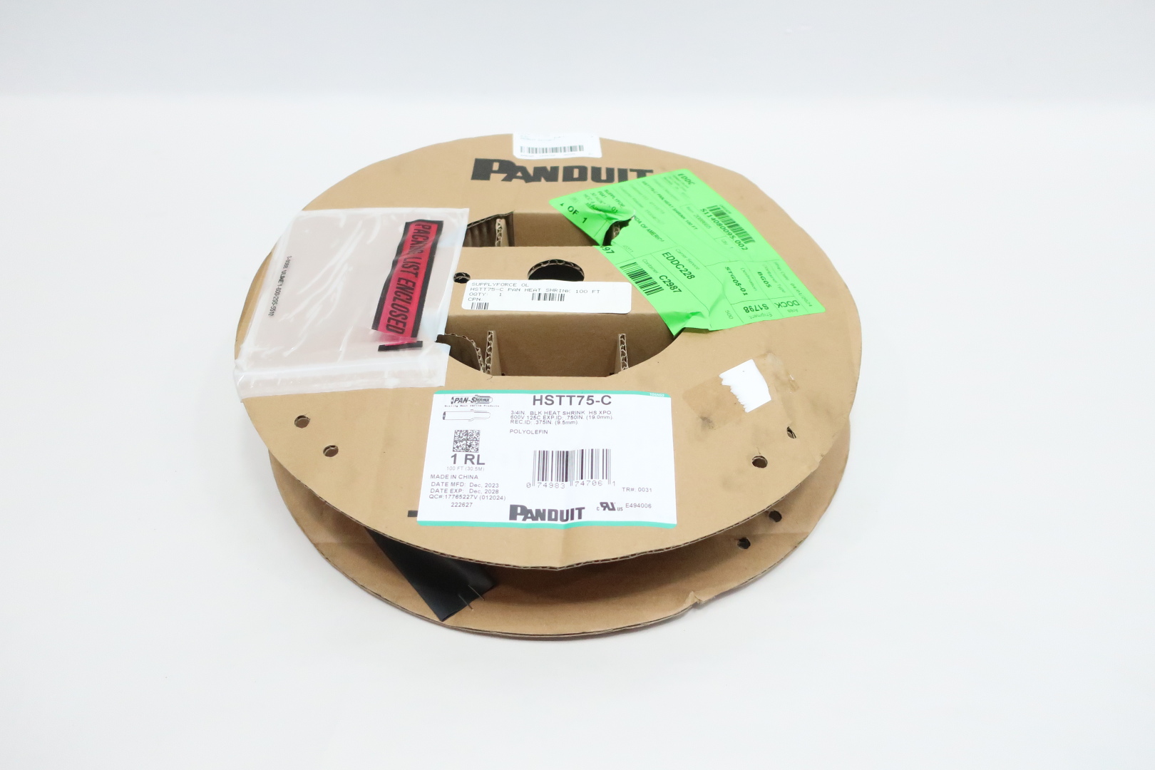 Panduit HSTT75-C Dry-Shrink Heatshrink Tubing, Model , Black, PO, 100' Length, 0.75" to 0.375" ID — Industrial Cables & Wires