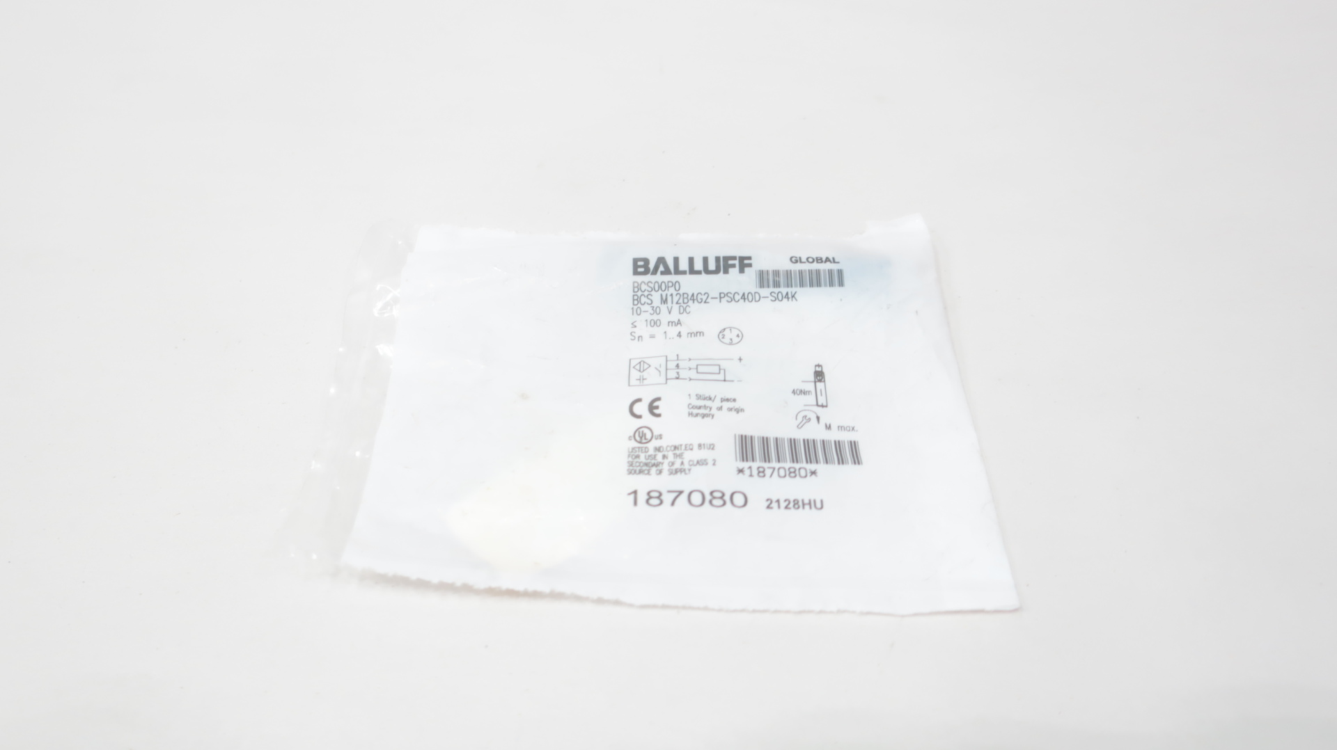 Balluff BCS00P0 Proximity Sensor for High-Temperature Applications — Sensores ultrasónicos y capacitivos