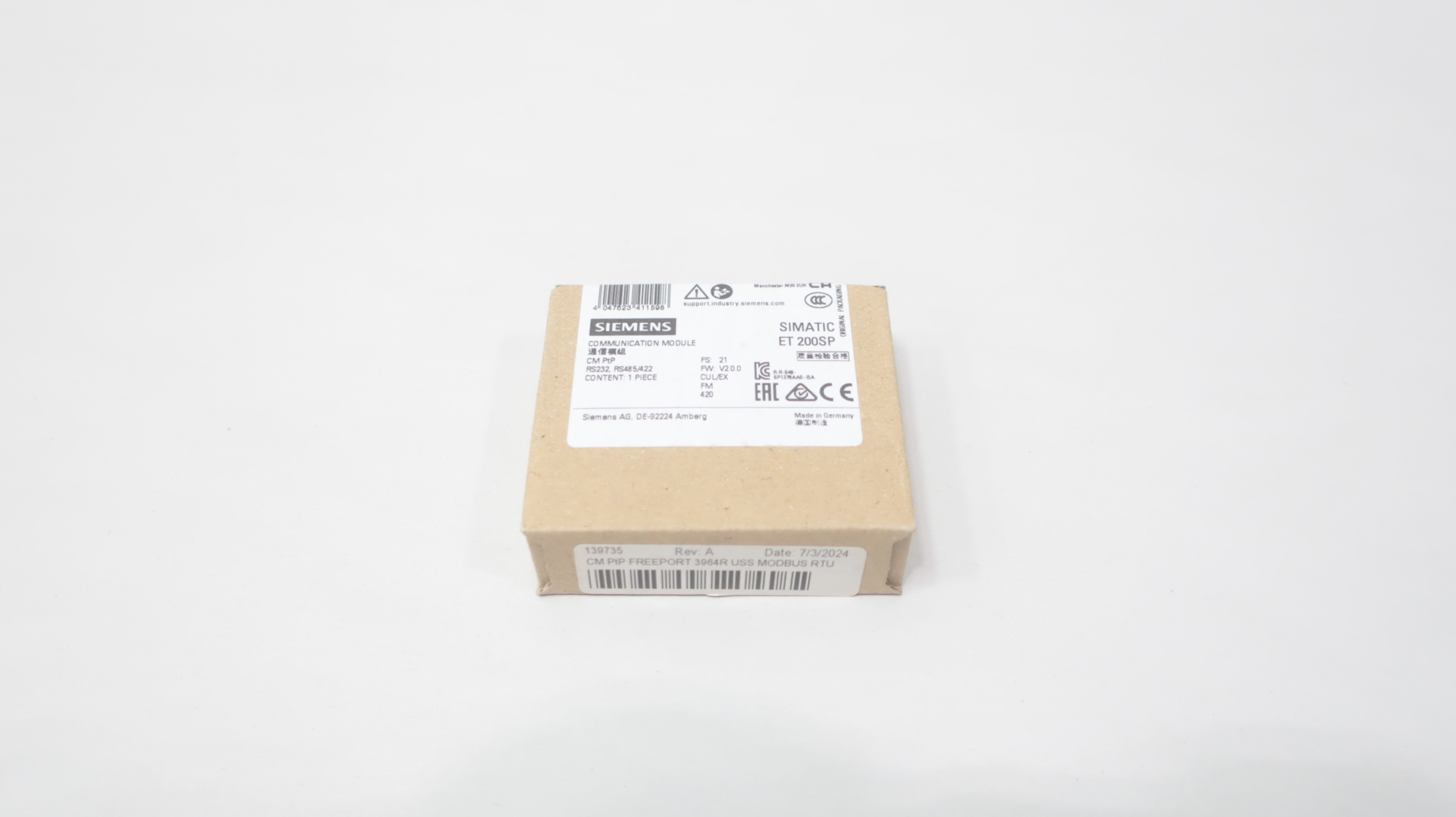 Siemens 6ES7137-6AA01-0BA0 SIMATIC ET 200SP CM PTP Communication Module — PLC Systems & Hardware
